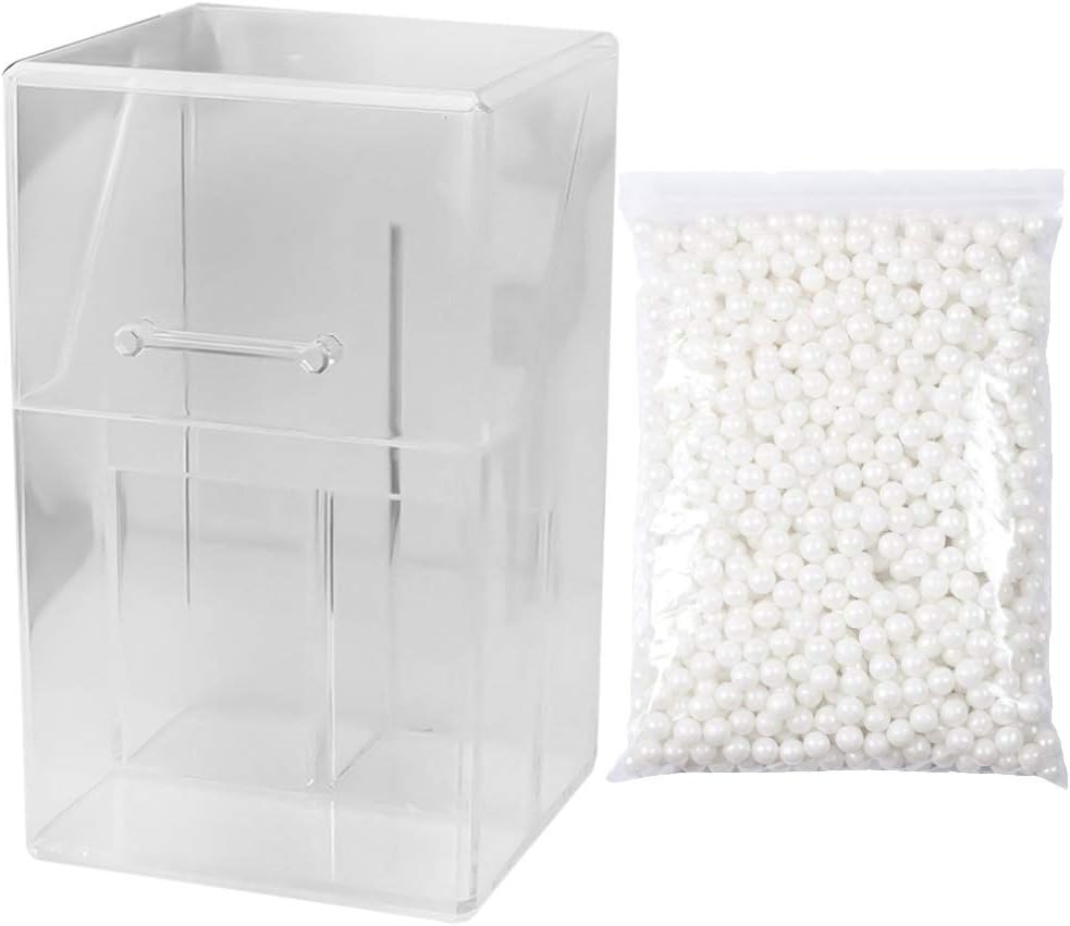YARNOW Acrylic Makeup Brush Holder Cosmetic Brush Organizer with Lid Dustproof Makeup Containers Eyebrow Pencil Holder Stationery (1PCS With A Bag of Pearls) - Image 5
