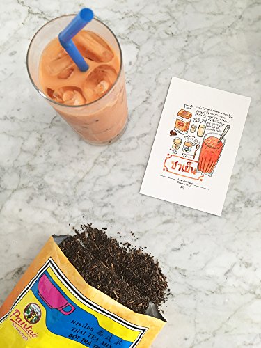 Thai Iced Tea Gift Set with Pantai Tea Mix, Sweetened Condensed Milk, Evaporated Milk, Strainer and Recipe Card (5 items)