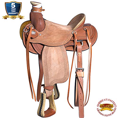 HILASON 16″ Western Horse Saddle Leather Wade Ranch Roping Tan