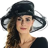 ICSTH Womens Kentucky Derby Summer Wide Brim Organza Church Party Hats