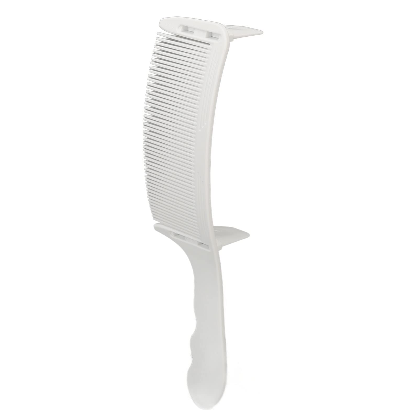 Haircut Curved Comb, S Shape Curved Hair Cutting Comb Professional Different Cutting Length Flat Top Multifunctional Hairdressing Tool Lightweight for Salon (White)