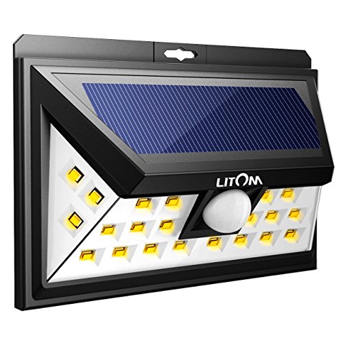 Litom 24 led solar lights, warm light super bright sola…
