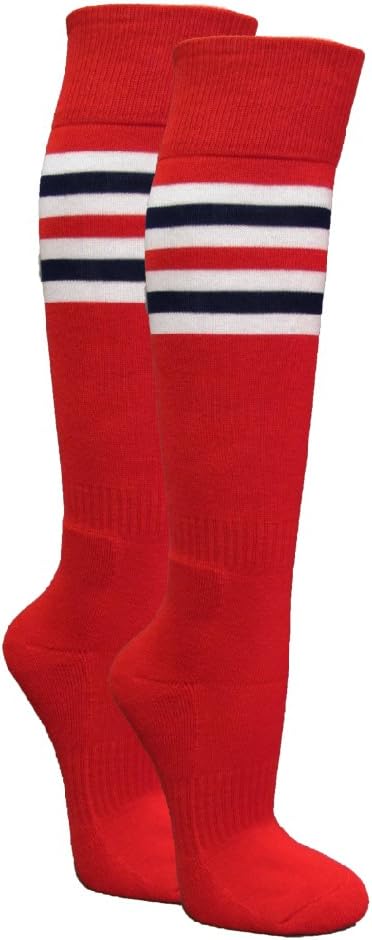 COUVERUnisex Cotton Bottom Cushion Similar Team Styles Striped Knee High Softball Sports Socks