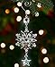 Snowflake Holiday Ornaments - Set of 3 - Silver Crystal Christmas Ornaments - Clear Diamond Shaped Crystals and a Hanging Star - 6