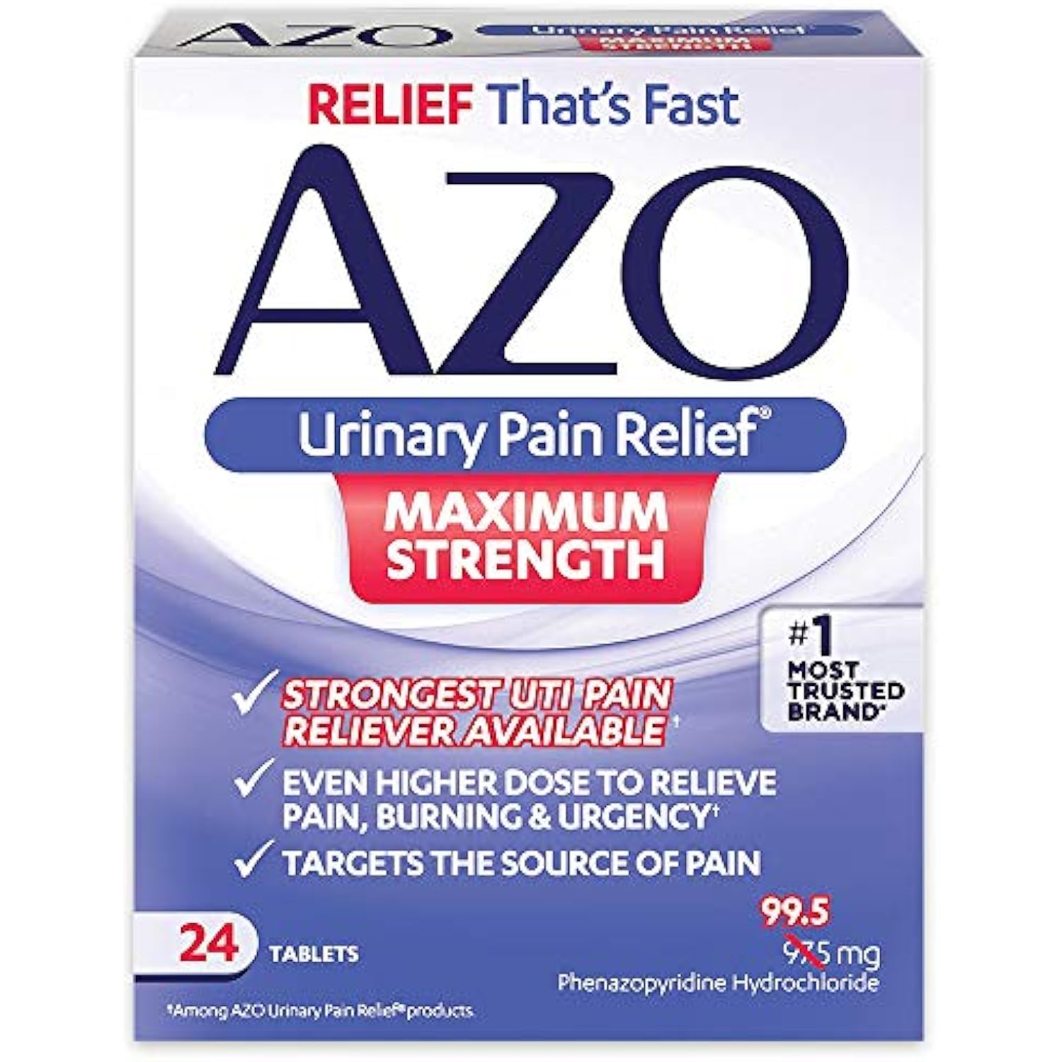2 AZO Urinary Pain Relief Maximum Strength Fast relief of UTI Pain 24