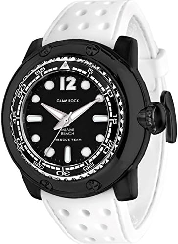 GLAM ROCK MEN'S MIAMI BEACH 50MM WHITE SILICONE BAND QUARTZ WATCH GR20026
