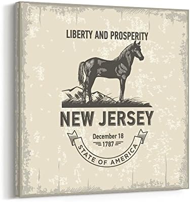 CanvasBees - State Flag Series - Canvas Prints Wall Art for Home Decor - NEW JERSEY, 16 x 16 inches