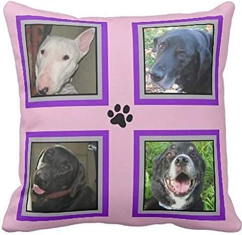 Instagram 4 Photo Pet Family-Purple Frame-Pink Throw 24*24 pillow case cover