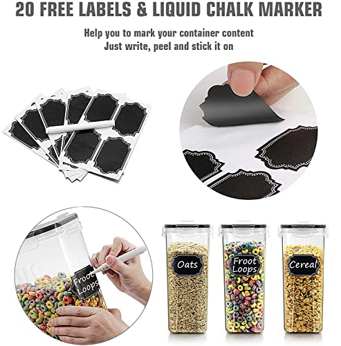 Wildone 8 x 2.5L Airtight Cereal Dry Food Containers for Sugar, Flour etc Black Leak Proof Lids