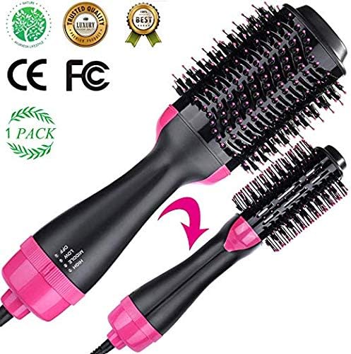 Volumizer Hair Dryer Brush & Hot Air Brush & Curly Hair Comb 3 in 1 with Straightening, Curling, Fast Drying, using Negative Ion to protect hair and skin， for Home and Salon & lover‘s present