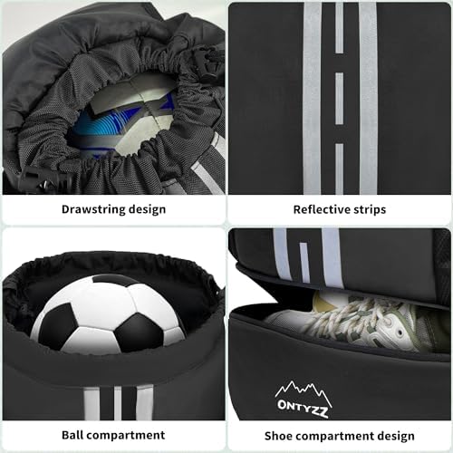 Wasserdicht Rucksack mit Kordelzug Sportrucksack mit Schuhfach Multifunktionaler Tagesrucksack für Gym Yoga Schwimmen Tanzen Basketball Volleyball Fußball Tasche