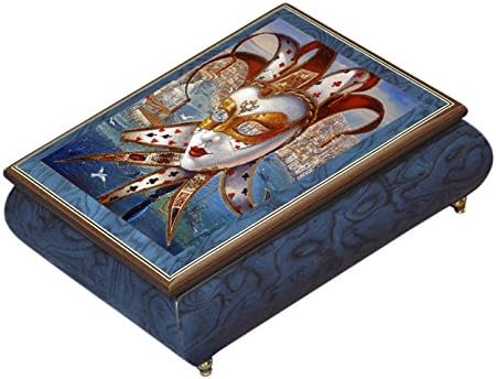 Ercolano "Venice Joker 18 Note tune Wooden Box with Image, 7.25 by 6 by 2.75-Inch, Blue Glossy Finish