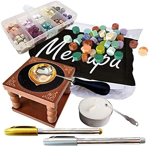 Merupa シーリングワックス シーリングスタンプ ワックス スタンプ セット かわいいウッド ケースver ケースver Or 激安格安割引情報満載 コルク瓶ver