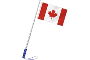 Canada Small Flag With 5 FT Blue Telescopic Handheld Flagpoles,12×18 Inch Two Layer Fabric Small Banner,1×1.5 FT Canadian Fla