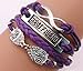 Ac Union Handmade Adjustable Leather Bracelet, with 2 in 1 Sister Owls Metal Charm Friendship Gift for Women Gril