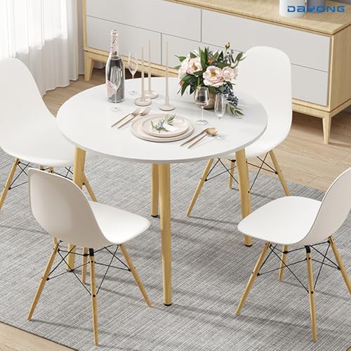 DAYONG Modern Dining Table,Kitchen Table with Solid Wooden Legs,for Small Space Like Home Living Room Kitchen, Dining Room,Lounging,Cafeterias (Round, 80 * 80 * 73CM)