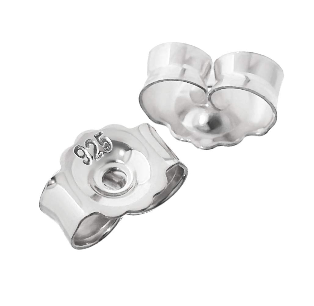 NKlaus 1 Pair 925 Sterling Silver 5mm Studs for Stud Earrings Earrings Studs pousettes Ear nut Butterfly Clasp Hole 0,8mm 2094