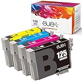 ejet Remanufactured Ink Cartridge Replacement for Epson 125 T125 to use with Stylu NX230 NX625 NX125 NX127 NX130 NX420 NX530 Workforce 520 325 320 323 (1 Black, 1 Cyan, 1 Magenta, 1 Yellow) 4 Pack