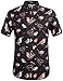 SSLR Men's Relaxed Fit Button Down Casual Short Sleeve Shirt (Medium, Black)
