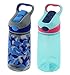 Contigo 14oz Autospout Striker Kids Water Bottle, Electric Blue Camo & Aqua Float (2 Pack)
