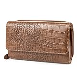 MUNDI Big Fat Womens RFID Blocking Safe Wallet Clutch Organizer: Crocodile Pattern