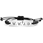 SOUSYOKYO WWJD bracelet What Would Jesus Do Christian Rope ID Jewelry Stainless Steel Gifts