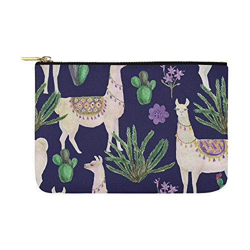 Unique Debora Customize Carry-All Pouch with Zippered Cosmetic Cases Makeup Bag Travel Gear for Seamless Pattern With Llamas And Cacti