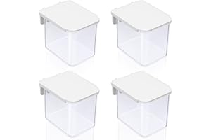 Yulejo 4 Pack Pegboard Accessories with Lid White Clear Peg Board Bins with Hooks Containers Plastic Pegboard Bins for Garage Craft Room Storage Kitchen, 3.9 x 3.2 x 3.2 Inch