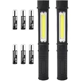 LED Portable Worklight Magnetic Flashlight,Unique Cool Gadget Tool for Men Dad Him Gift Idea,Pocket Battery COB Work Lamp Torch for Automotive,Grill,Camping,Emergency (2 Pack,Black,Batteries Included)