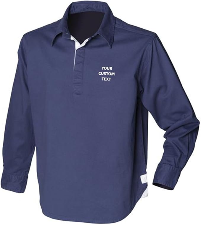 Personalised Classic Drill Shirt, Custom Text on Rugby Shirt Rugby