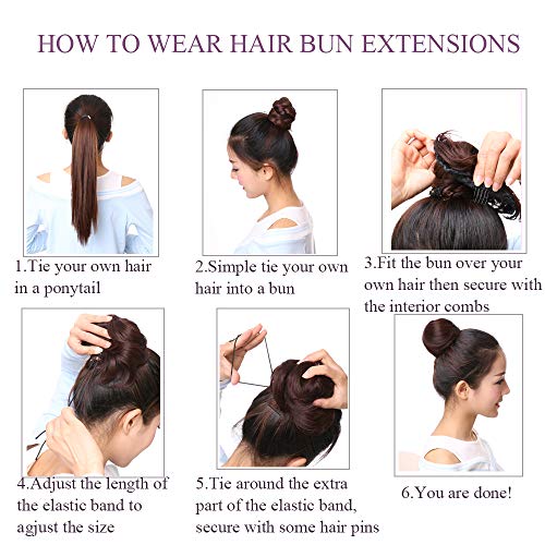 Wavy Burgundy Reysaina Hair Bun Extensions Real Human Hair