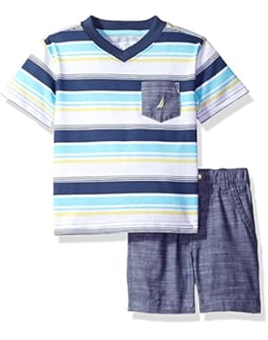 Nautica Baby Boys' Crew Neck Tee/Stripe Short Set