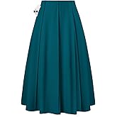 Kate Kasin Women's Pleated Midi Skirt 2025 Fall High Waisted Knee Length Flowy A Line Swing Casual Flared Skirts with Pockets