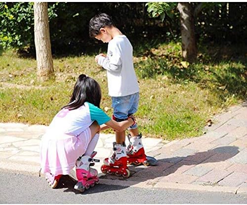 Pads, helmet, and wrist protection for kids biking.
