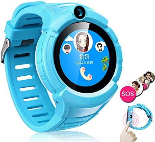 TKSTAR Smartwatch with Camera Flashlight for Kids LBS AGPS SOS Realtime Locator Anti Lost Waterproof Watch Sim Card Voice Intercom 2 Way Calls Wearable Device for Android iPhone (1.22'' Round - Blue)