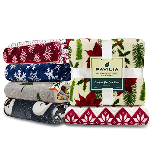 PAVILIA Christmas Snowman Throw Blanket Grey Christmas Fleece Blanket