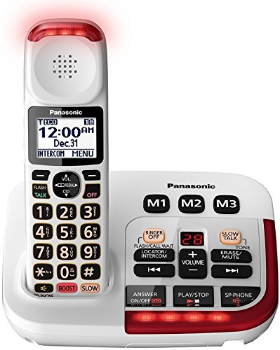 Panasonic KX-TGM420W Amplified Cordless Phone with Digital Answering Machine, 2 Handsets, White