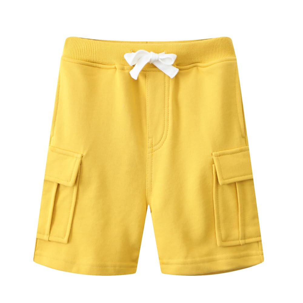 Photo 1 of DINGDONG'S CLOSET Tollder Kid Boys' Drawstring Pull On Cargo Shorts (Yellow, 6T)