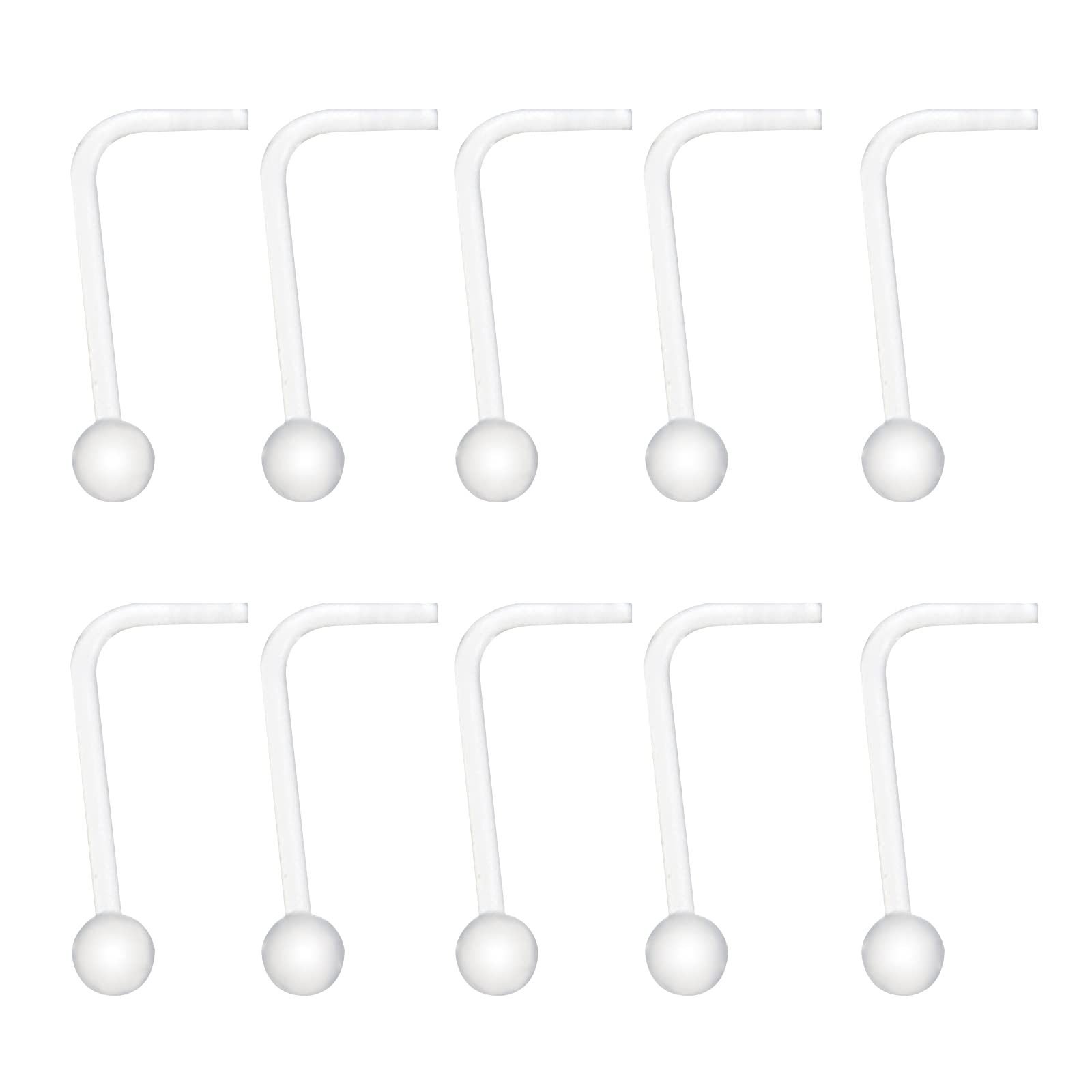 LEEQ 15 Pieces Clear Nose Ring Flexible Acrylic Nose Stud Retainer for Body Piercing