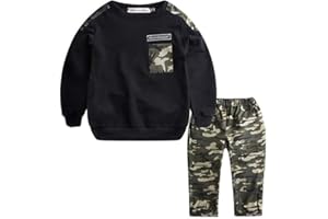 2-Piece Boys Camouflage Outfit Kids Tracksuit Athletic Sweatsuit Long Sleeve Sweatshirt + Jogger Pants Clothes Set