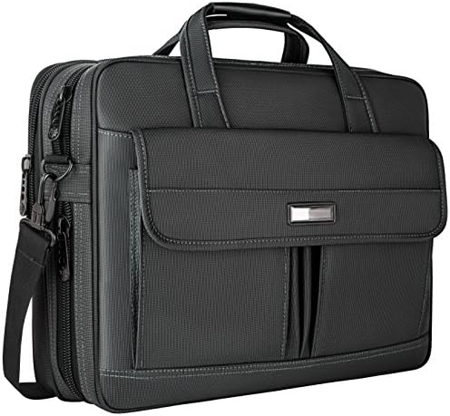 Laptop Bag 15.6 Inch, 15 inch Business Expandable Briefcase for Men / Women, Water Resistant Messenger Bag with Shoulder Strap, Carrying On Case for Computer/Notebook/Tablet, Black