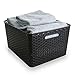 BINO T-Weave Woven Plastic Storage Basket, Large (Grey)