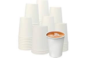 zmybcpack 100 Pack 8oz Disposable Paper Coffee Cups, White Paper Coffee Cups Disposable Hot Cups for Coffee, Tea, Hot or Cold