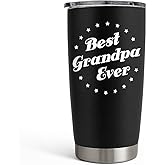 SANDJEST Tumbler Best Grandpa Ever Gift Set for Papa, Grandfather - 20oz Insulated Travel Mug - Great Christmas Father's Day, Birthday, Christmas Gifts (Black - Grandpa)