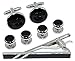 LINC Fashion- Dressy Silver Cufflinks and Tuxedo Studs set with a Tie Bar in a Nice Gift Box!