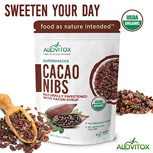 Alovitox Cacao Nibs With Natural Sweetener Yacon Syrup healthy Snacks Raw Organic Sugar Free