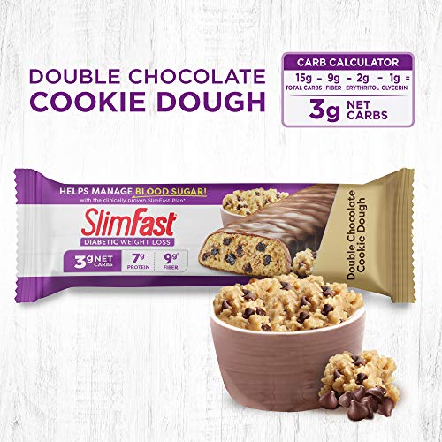 SlimFast Diabetic Weight Loss Meal Replacement Bar, Double ...