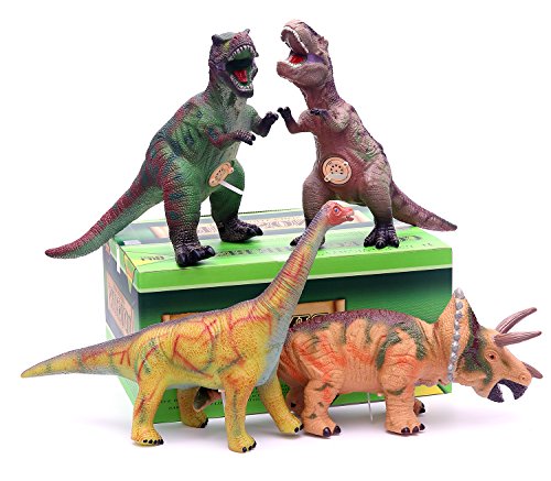 14" Jumbo Dinosaur Figures 4-Set, Realistic Looking Sound Toys (501A)