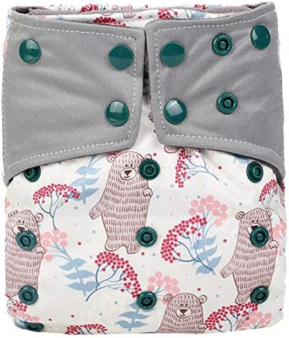 Easy Feel Printed PUL Double Gusset Bamboo Charcoal Pocket Cloth Diaper (Without Insert) (Polar Bears)