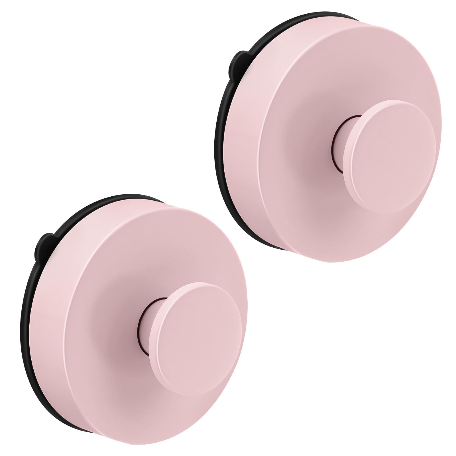 Flintronic 2 Pcs Vacuum Suction Hooks, Heavy Duty Towel Suction Cup, Removable ABS Hooks for Bathroom, Kitchen, Bedroom, Pink